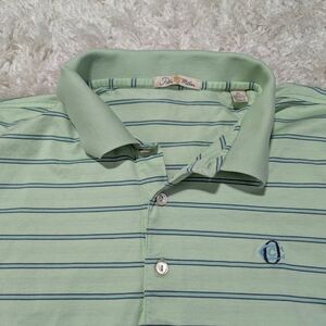Peter Millar Mint Green Polo with Navy Stripe